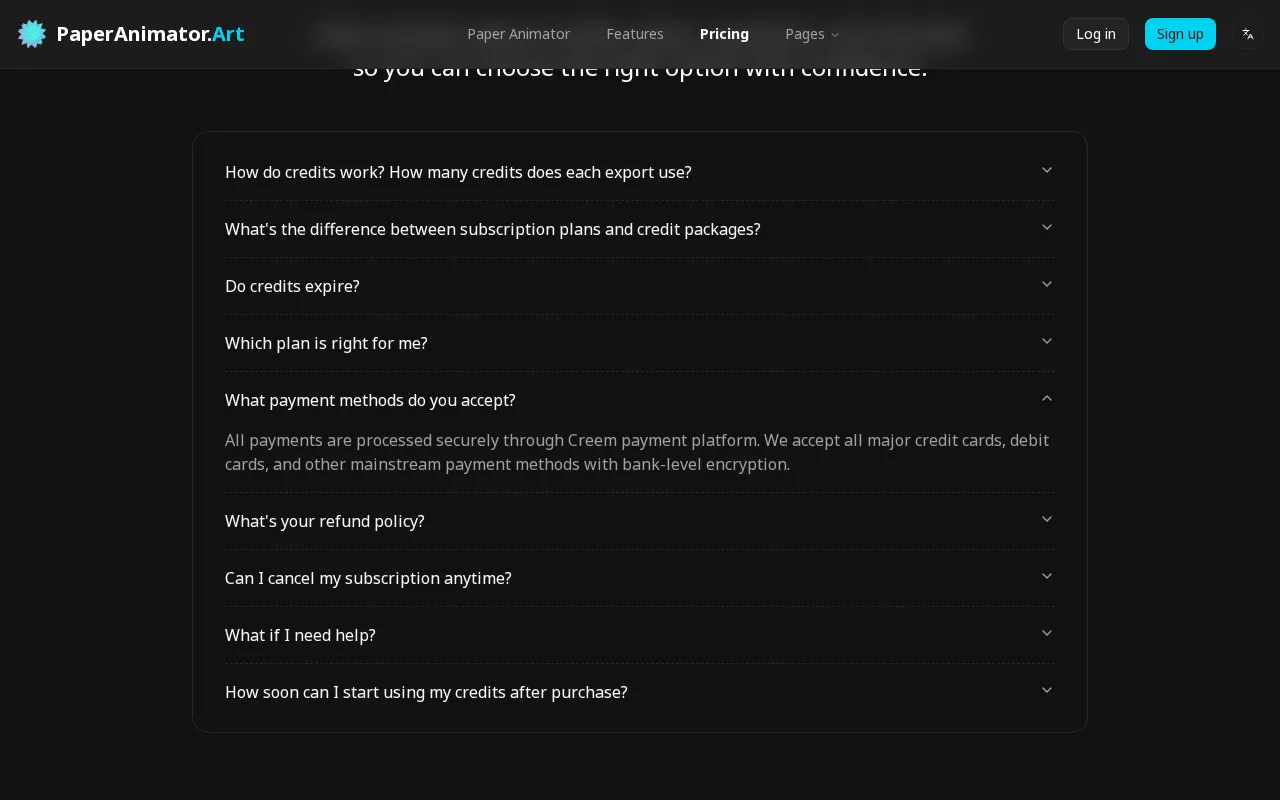 Paper Animator — pricing page