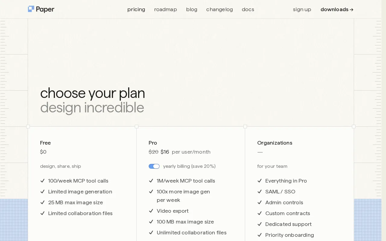 paper.design — pricing page
