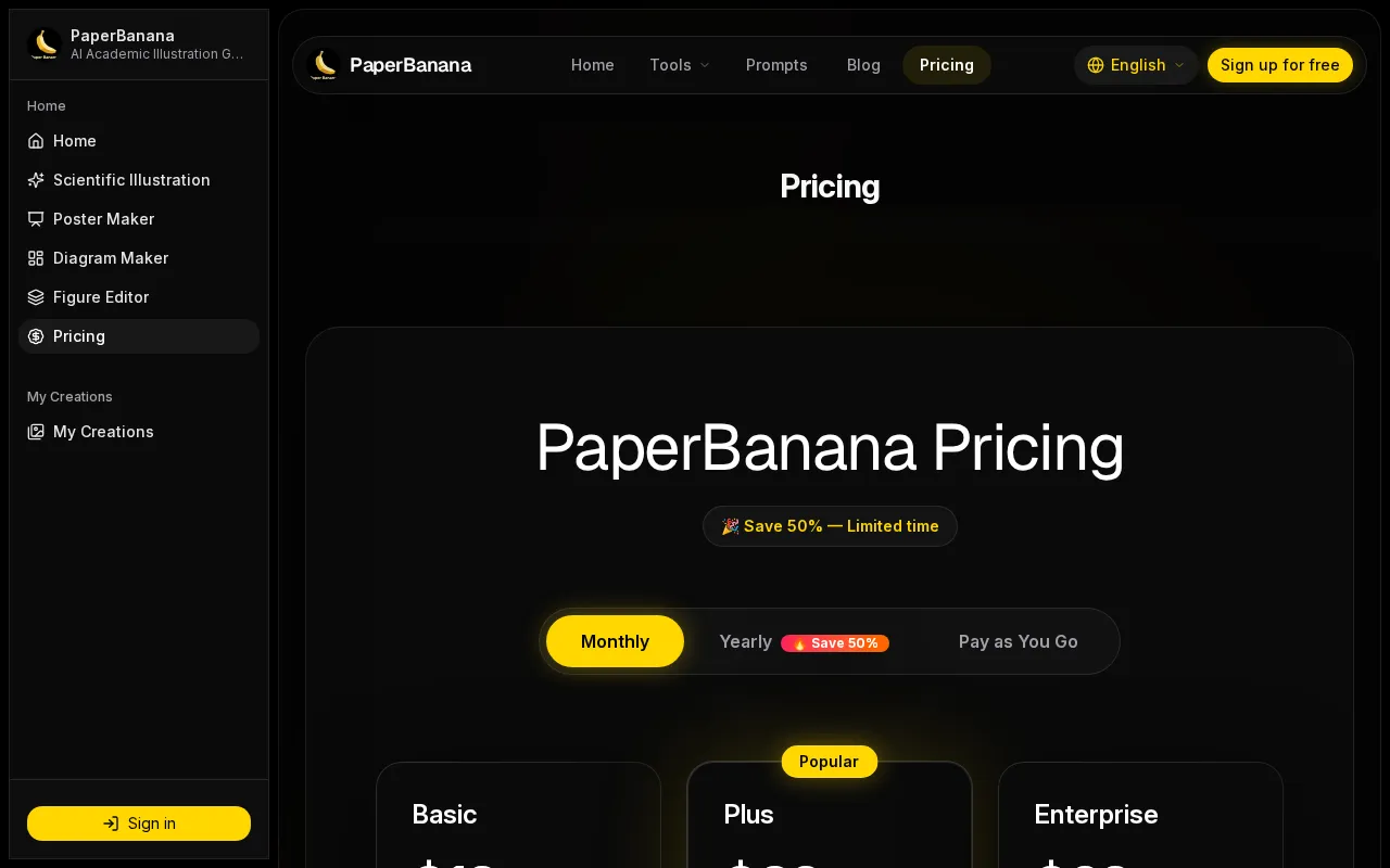 PaperBanana — pricing page