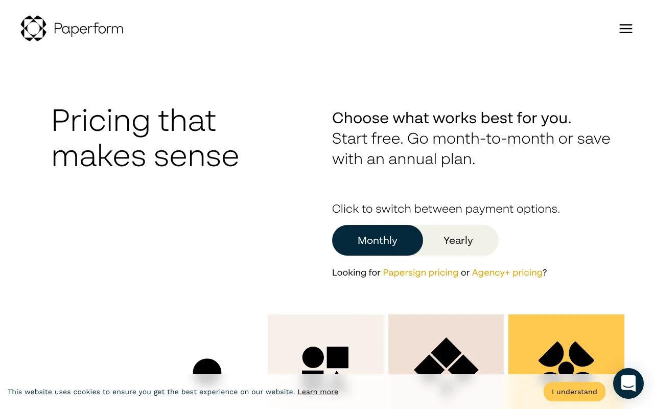 Paperform — pricing page