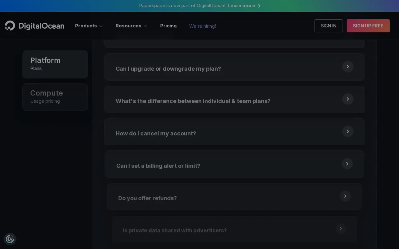 Paperspace — pricing page