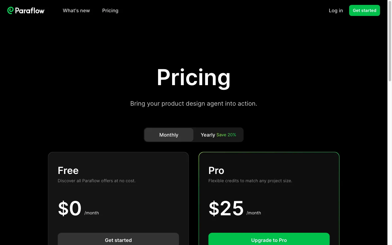 Paraflow — pricing page