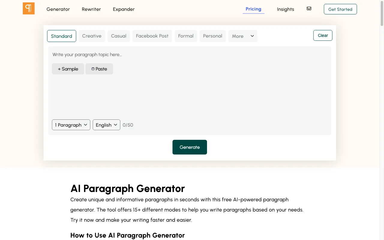 paragraphgenerator.org — preview screenshot