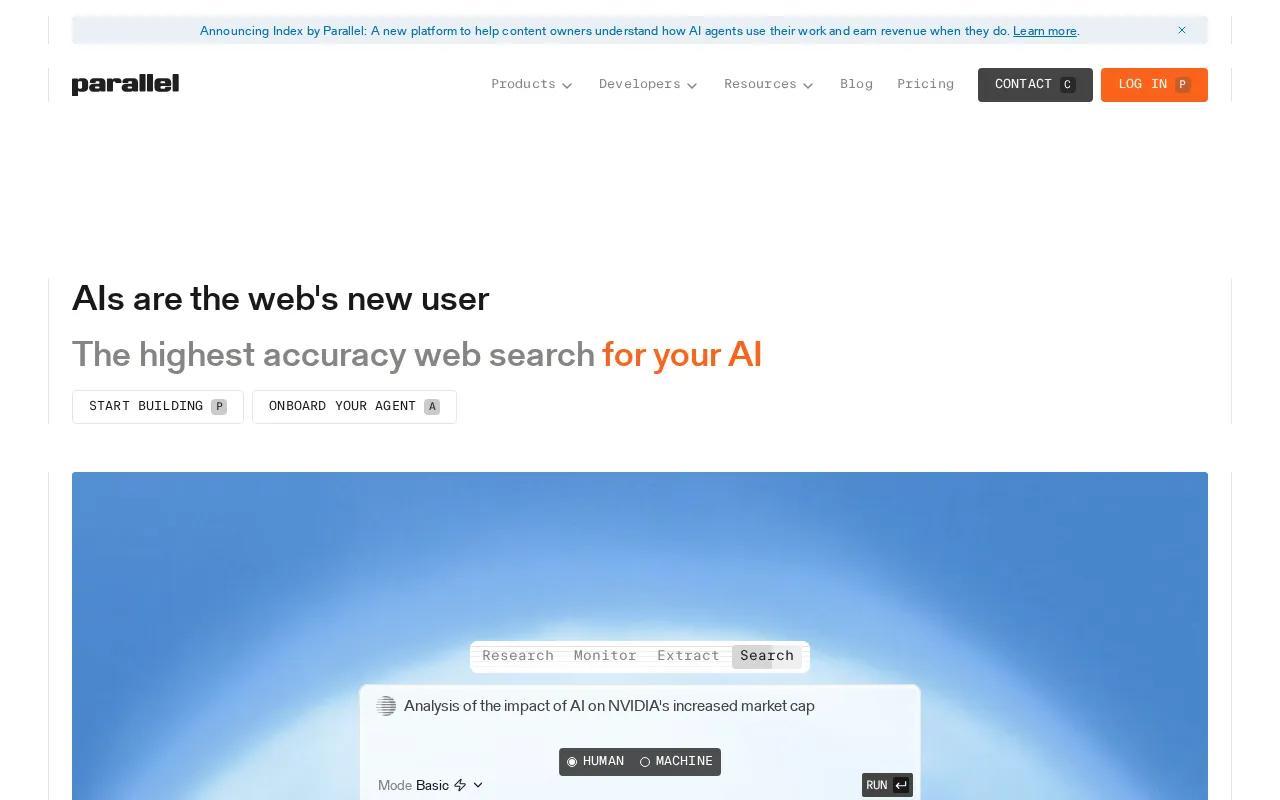 Parallel Web Systems | Infrastructure for intelligence on the web — preview screenshot