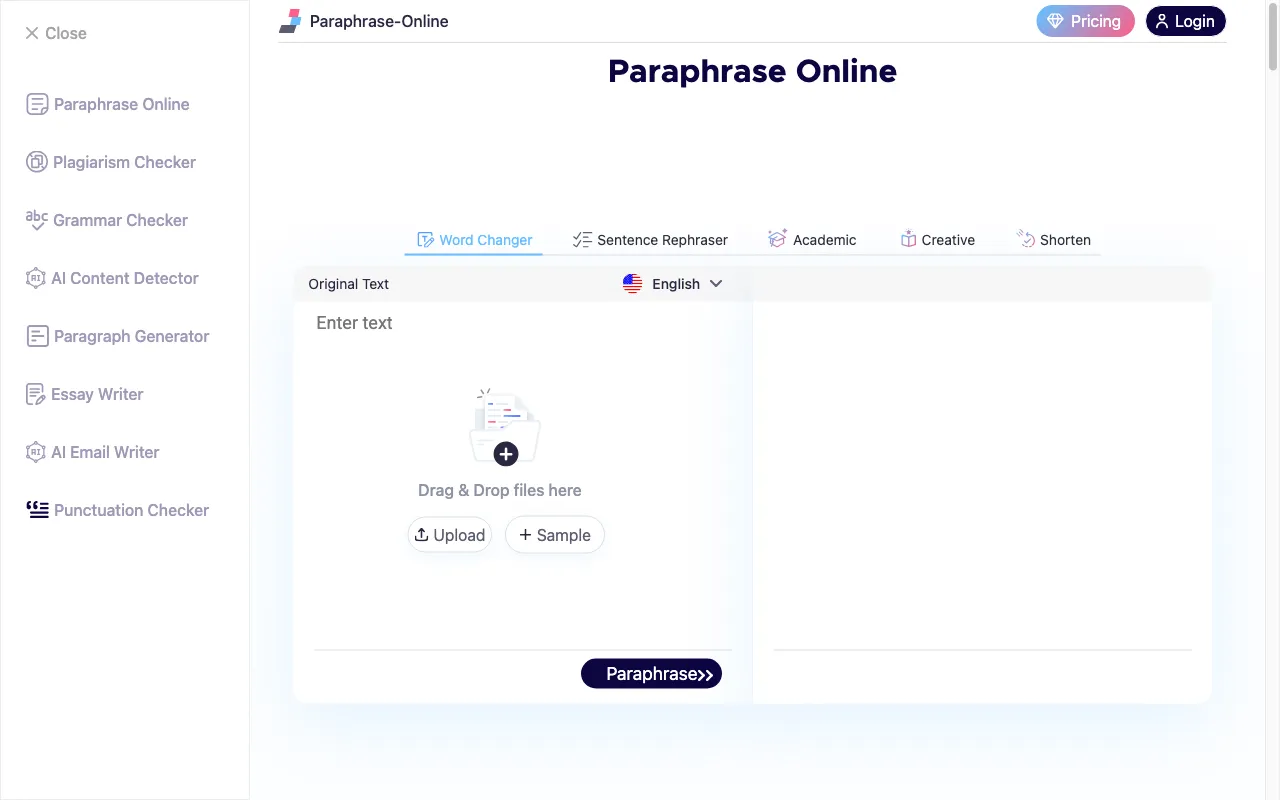 Paraphrase Online — preview screenshot