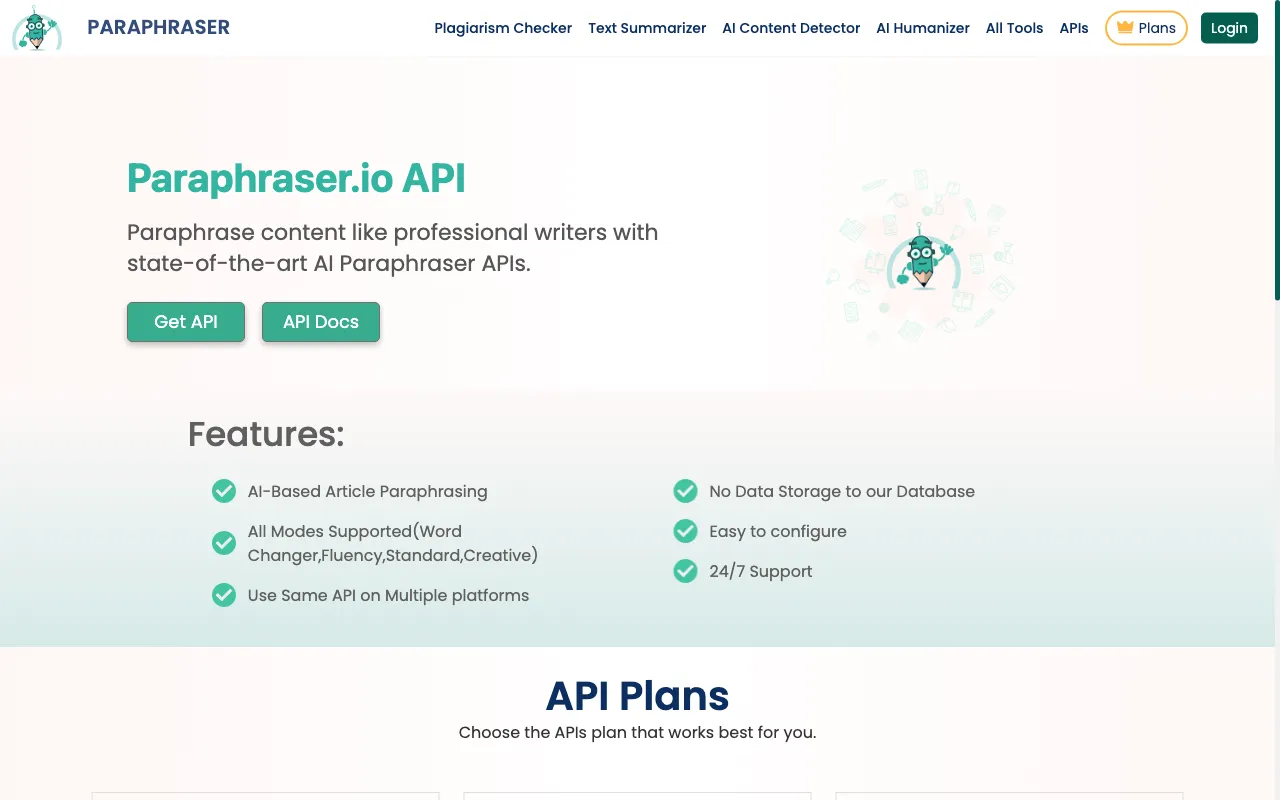 Paraphraser.io — pricing page