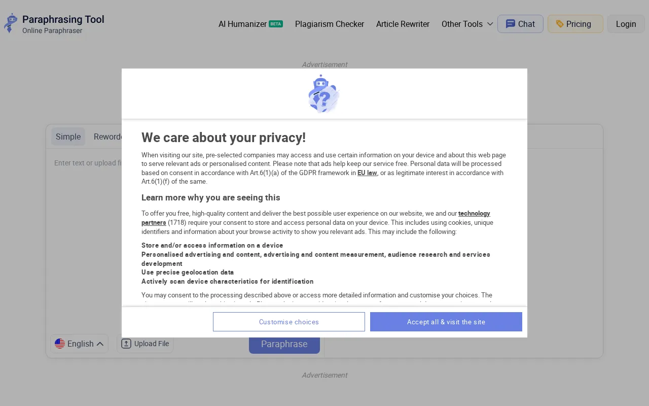paraphrasing.io — preview screenshot