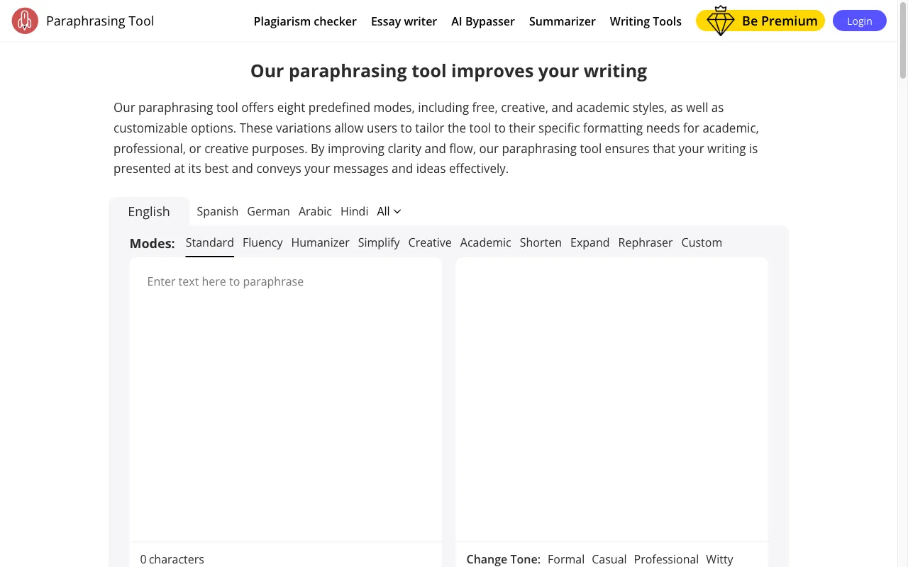 Paraphrasingtool.ai — preview screenshot