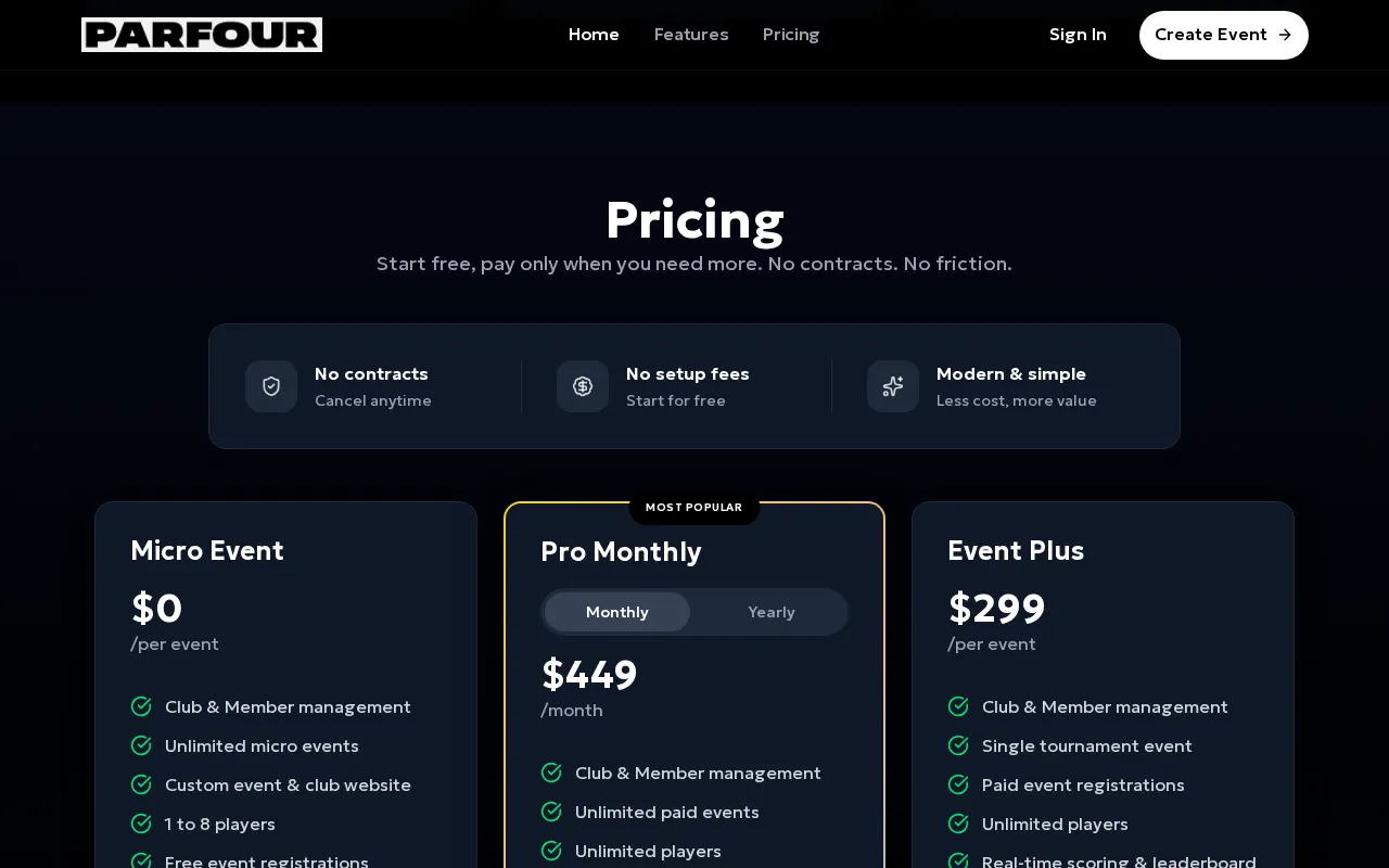 Parfour — pricing page