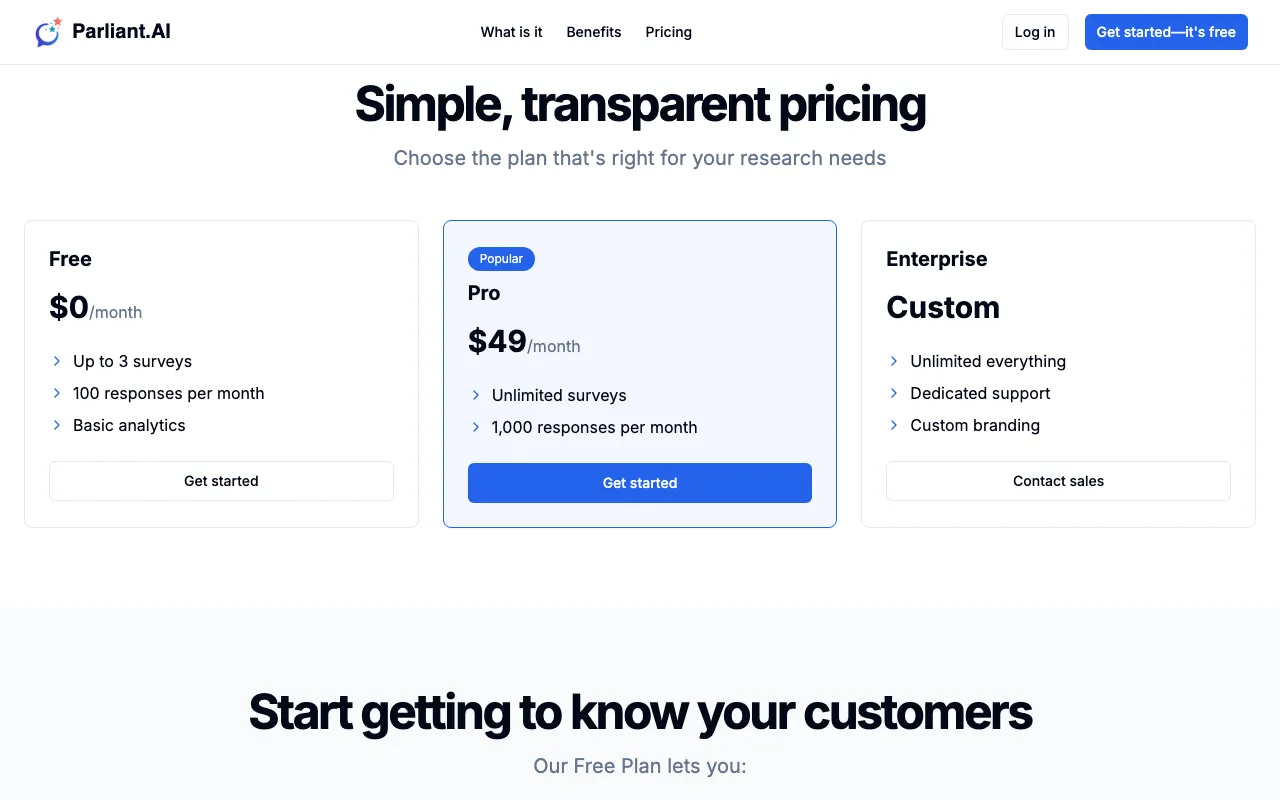 Parliant.AI — pricing page