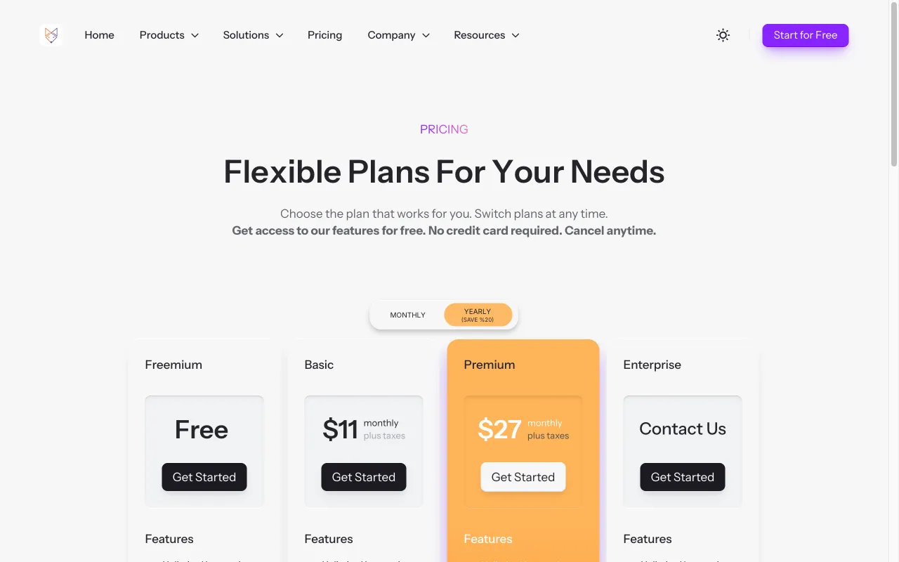 Parny — pricing page