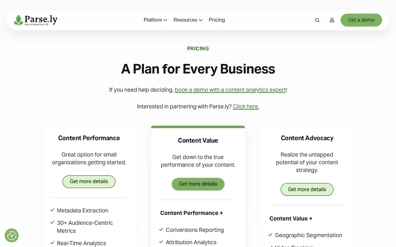Parse.ly — pricing page