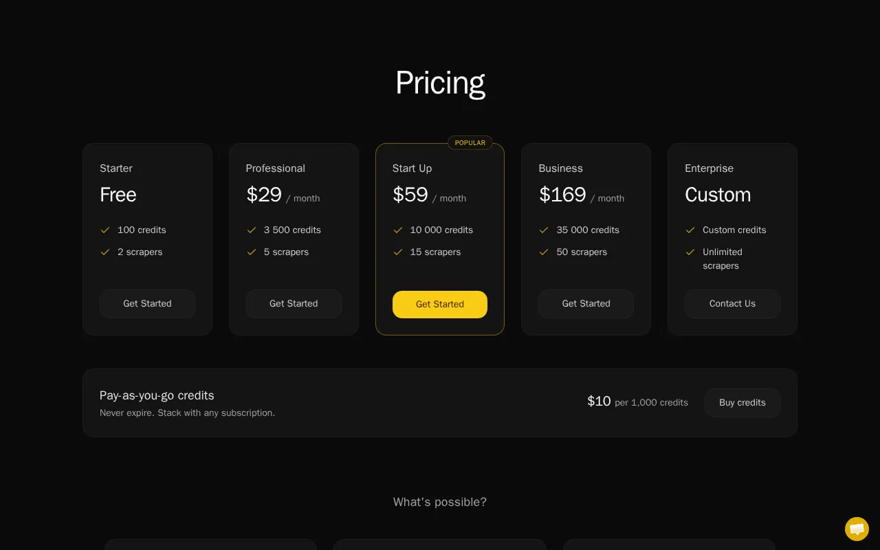 Parsera — pricing page