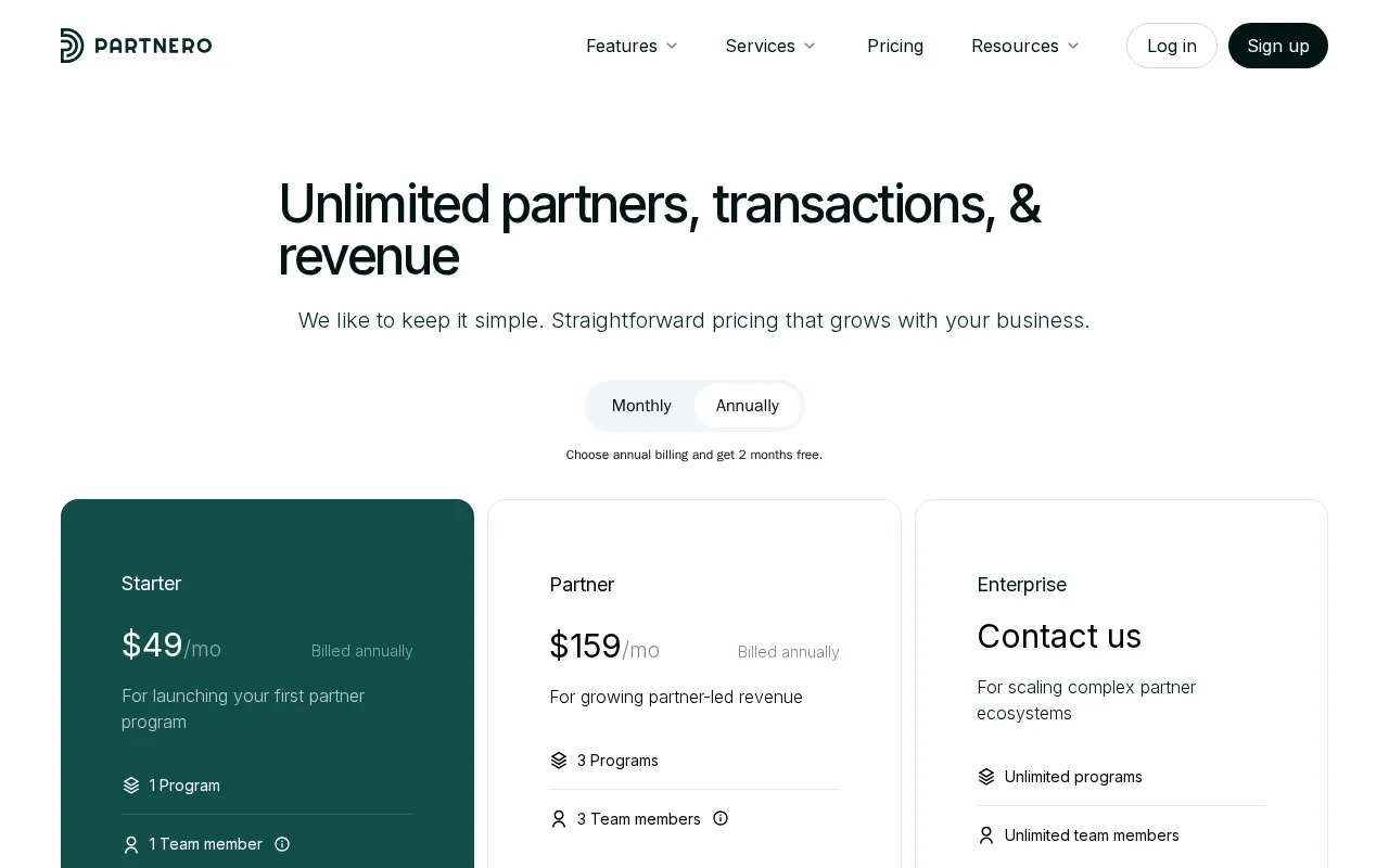 Partnero — pricing page