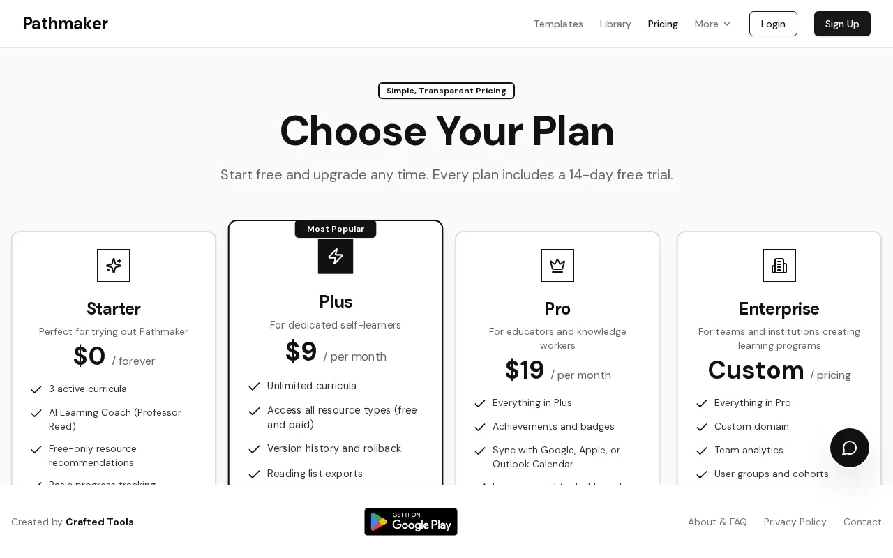 Pathmaker — pricing page