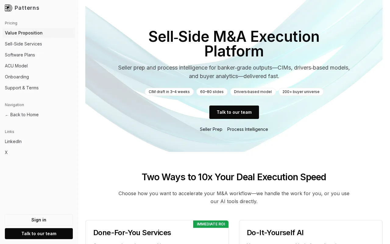 Patterns — pricing page