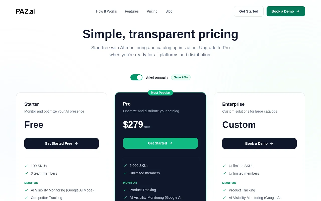 Paz — pricing page