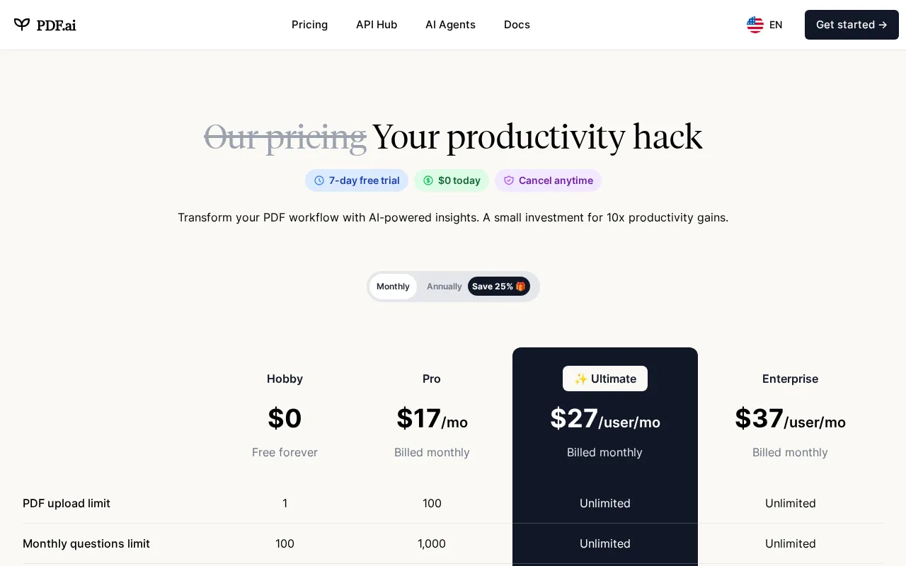 PDF.ai — pricing page