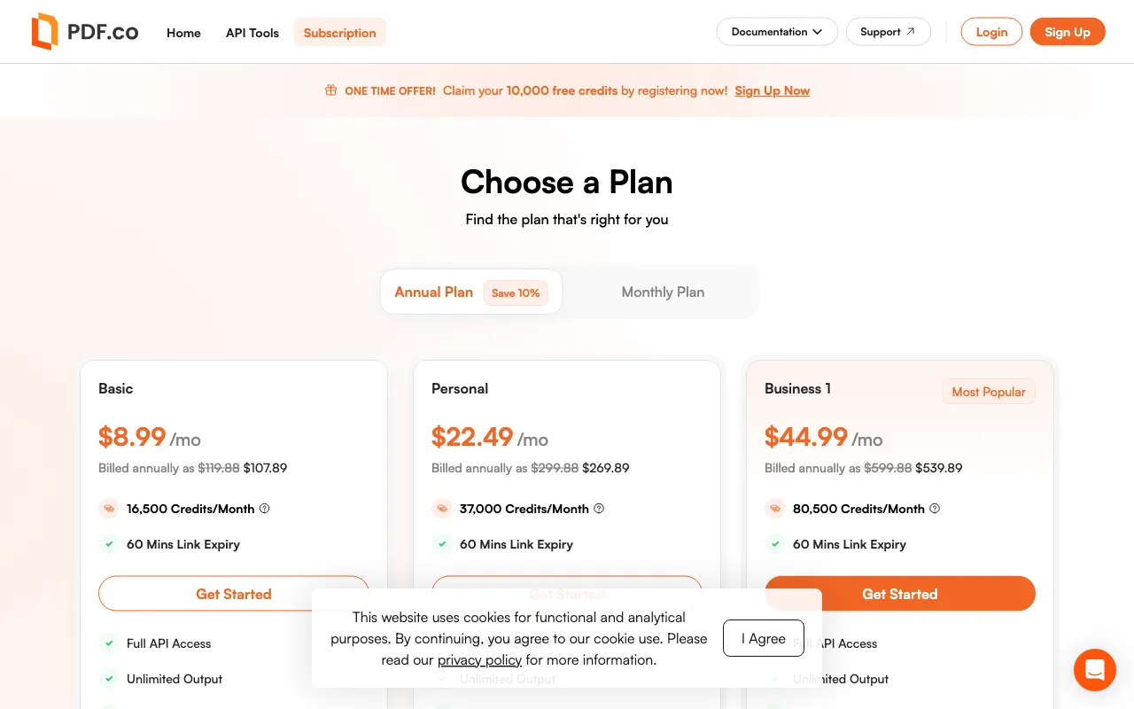 PDF.co — pricing page