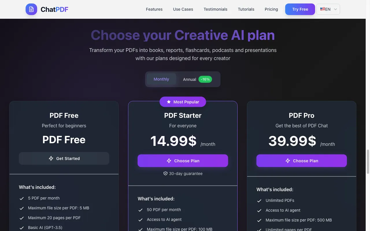 PDF GLAMZN AI — pricing page