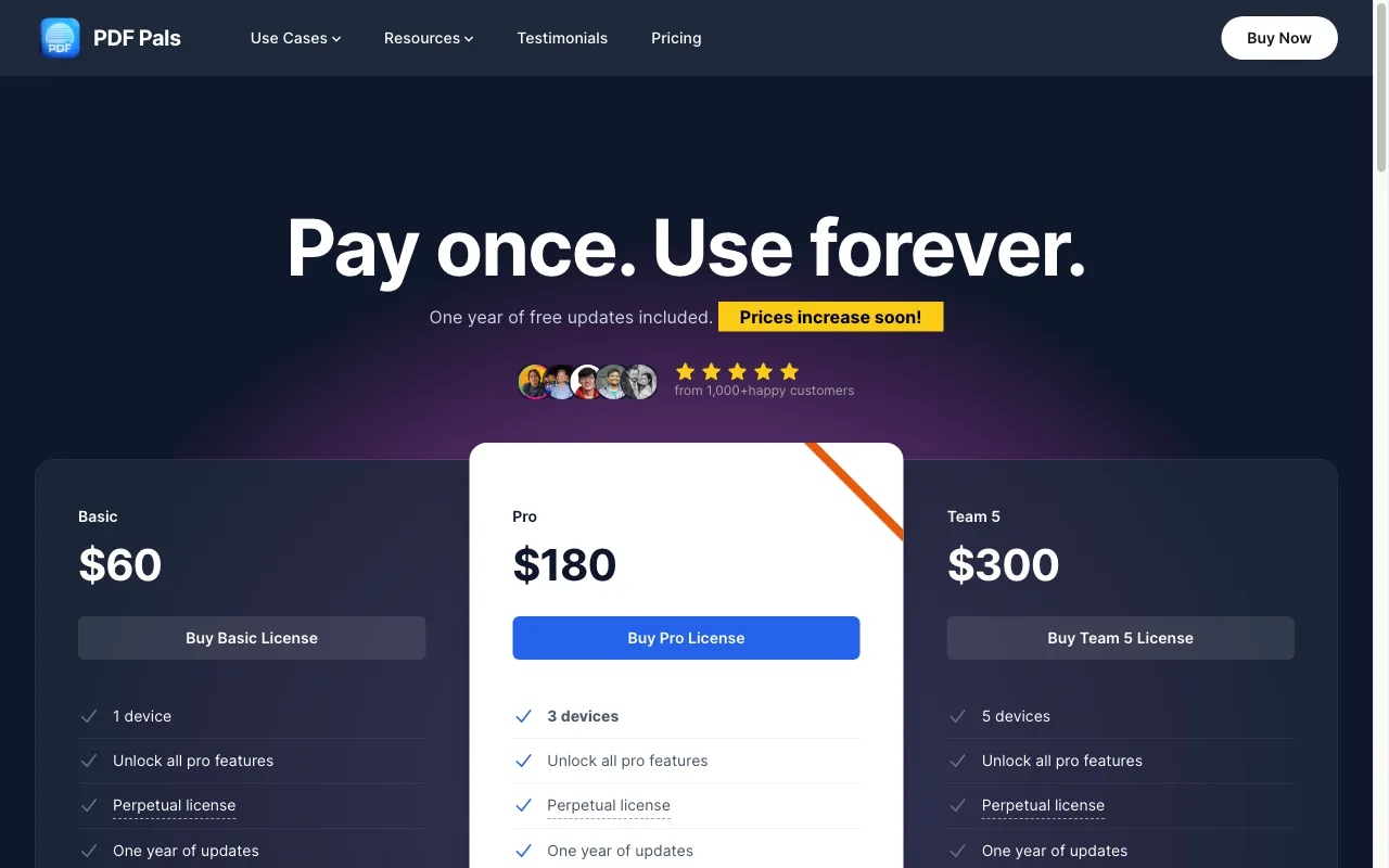 PDF Pals — pricing page