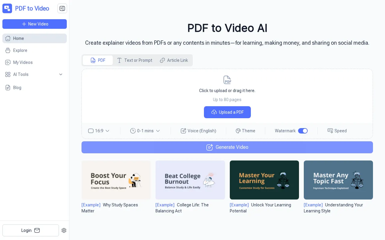 PDF to Video AI — preview screenshot
