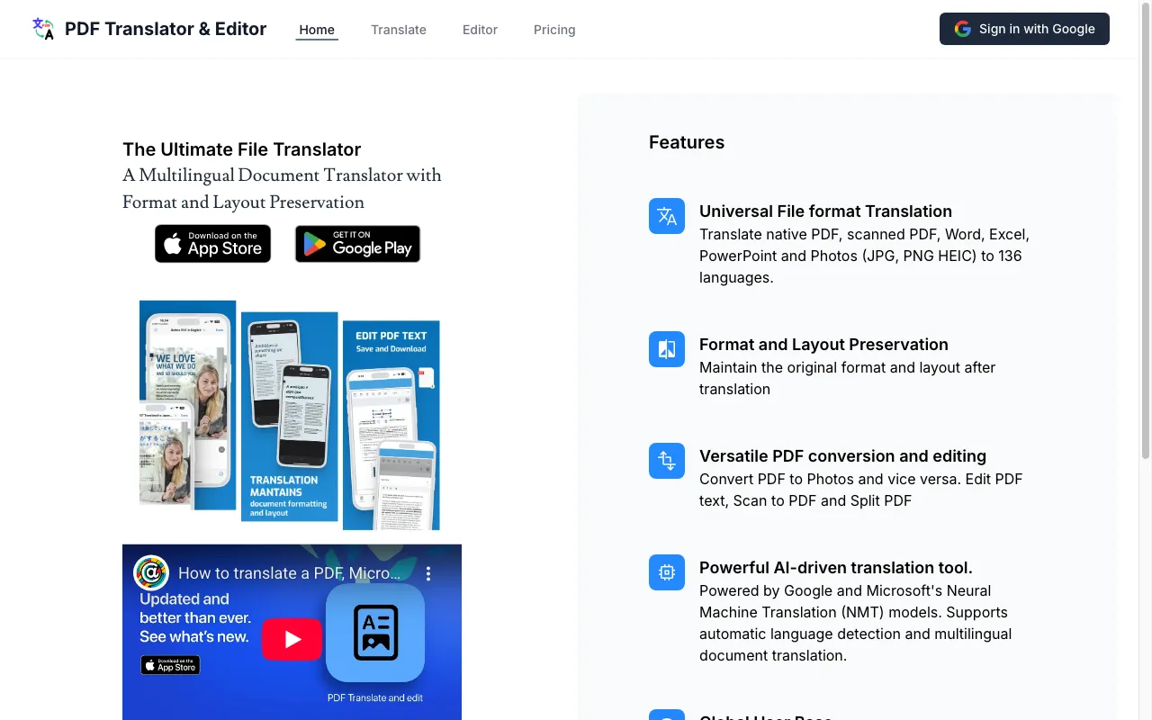 PDF Translator & Editor — preview screenshot