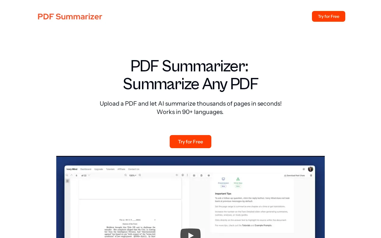 PDFSummarizer.org — preview screenshot