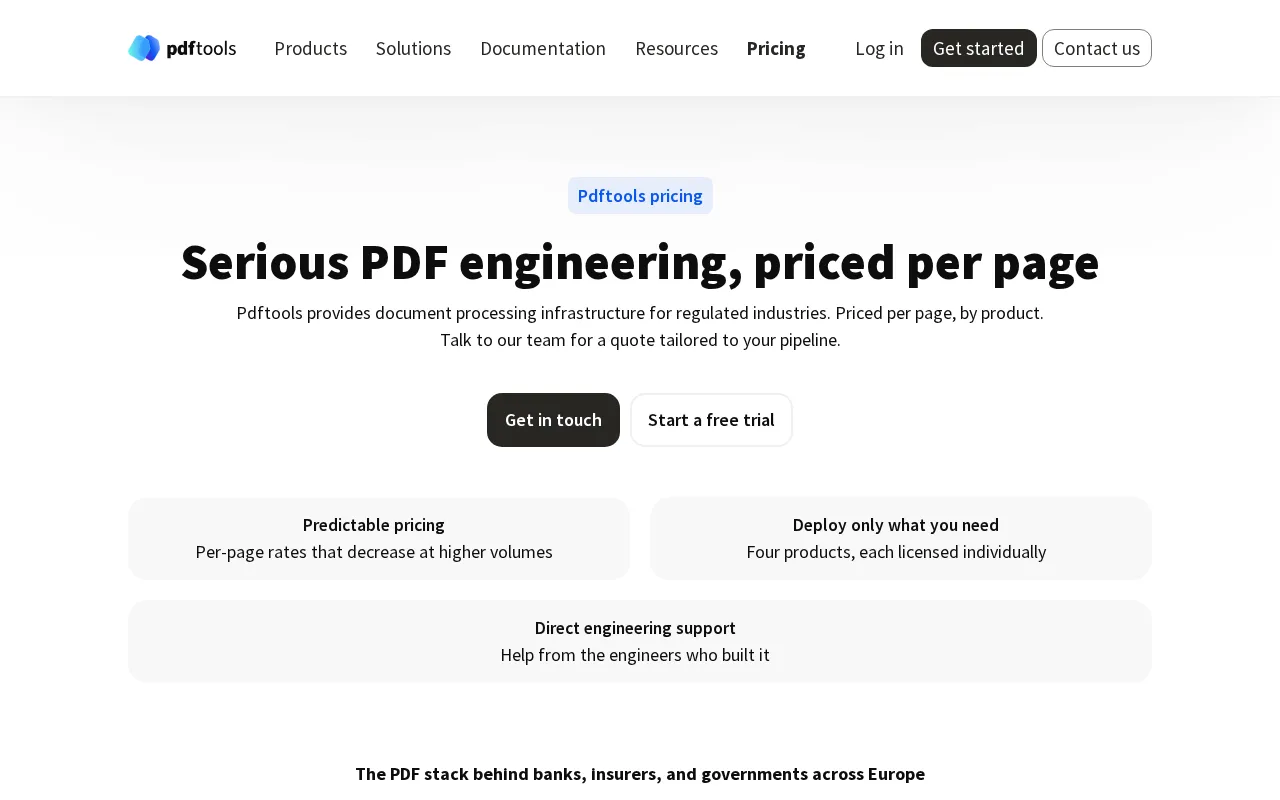 Pdftools — pricing page