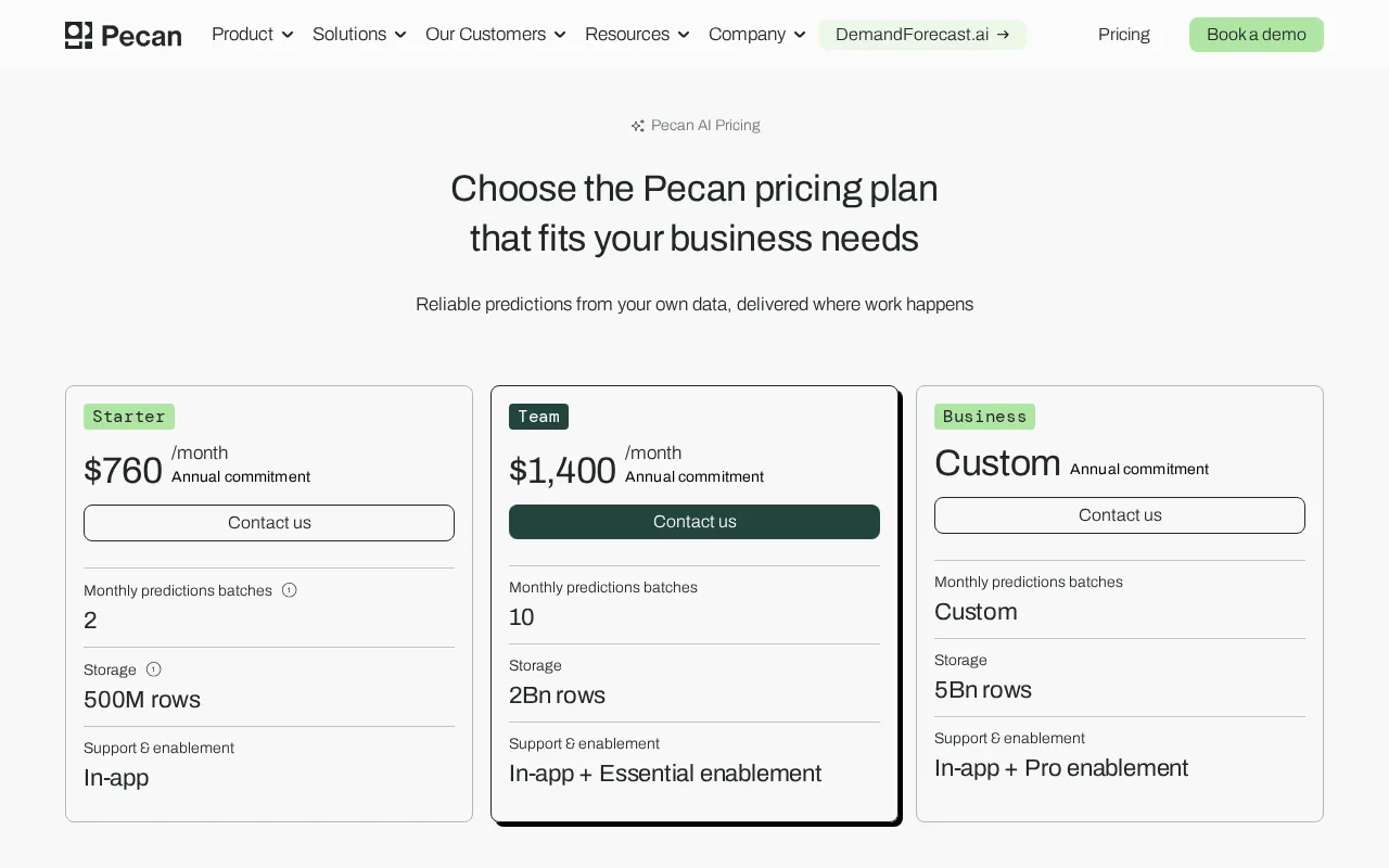 Pecan — pricing page