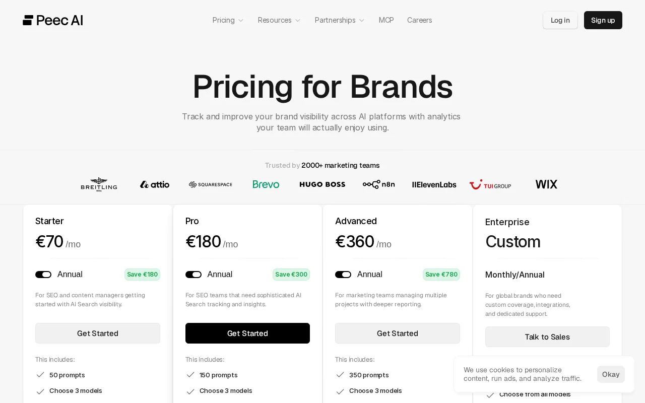 Peec AI — pricing page