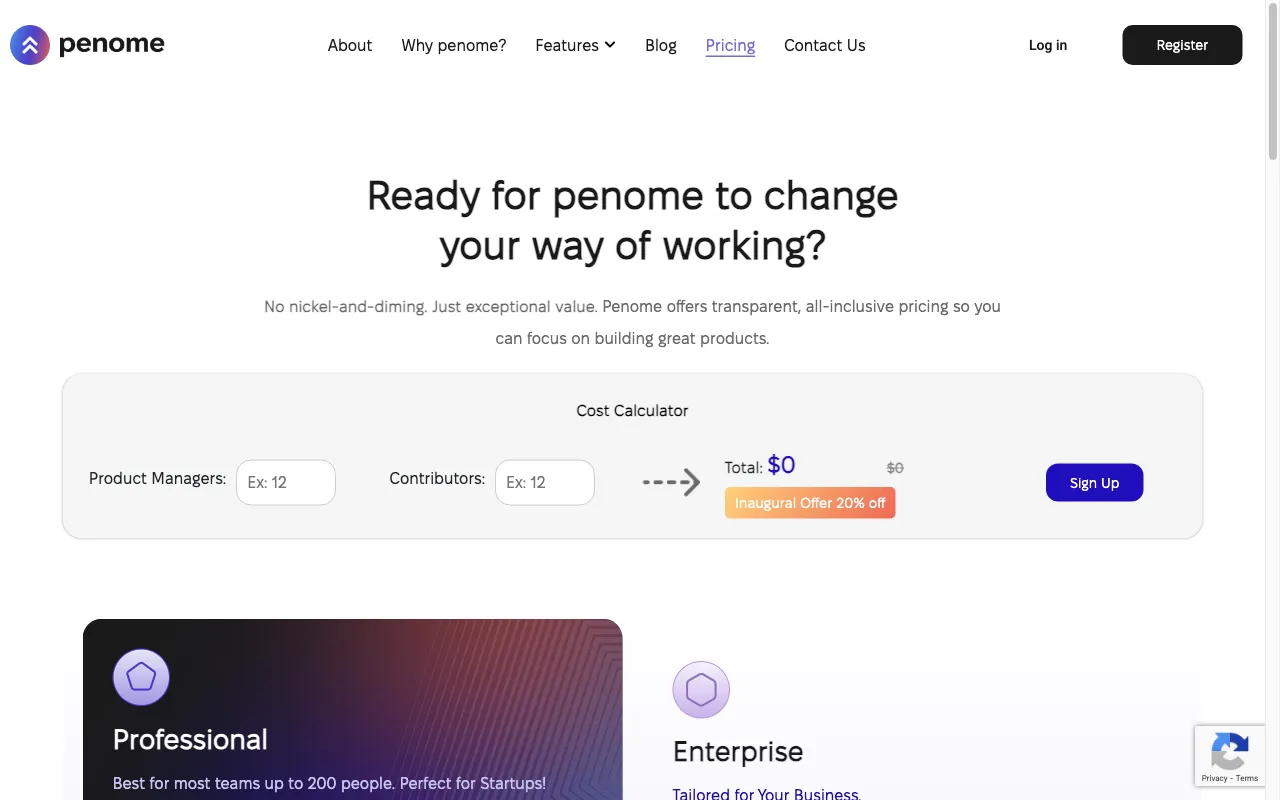 Penome — pricing page