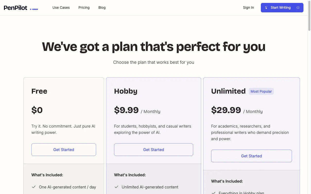 PenPilot AI — pricing page