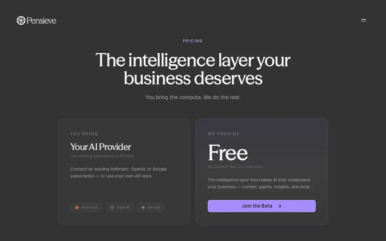 Pensieve — pricing page