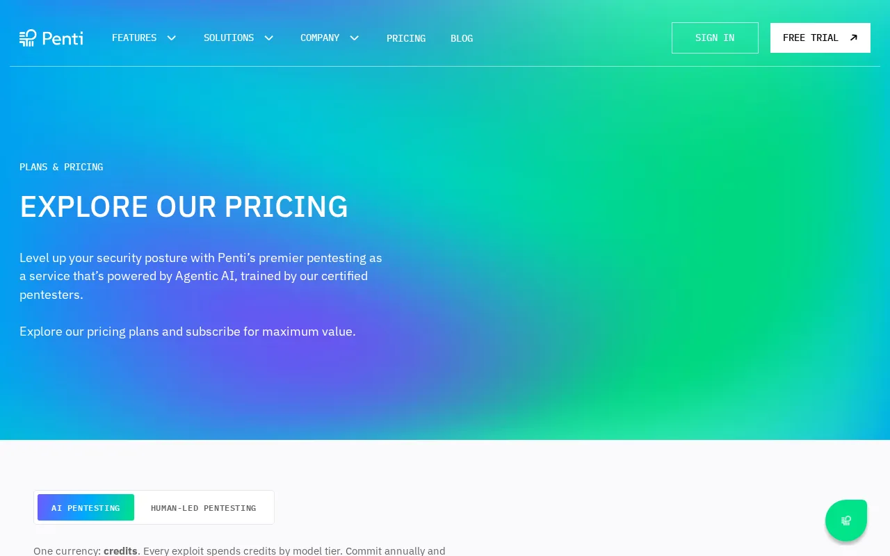 Penti — pricing page