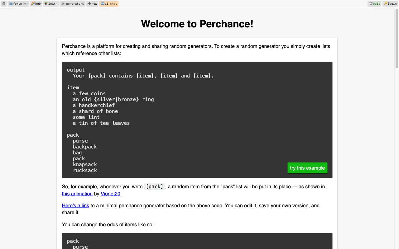 Perchance AI — preview screenshot