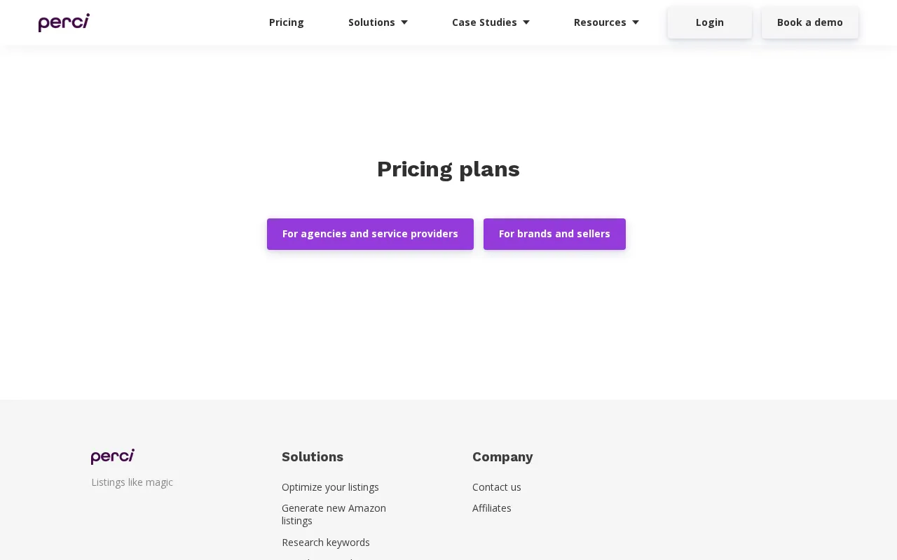 Perci — pricing page