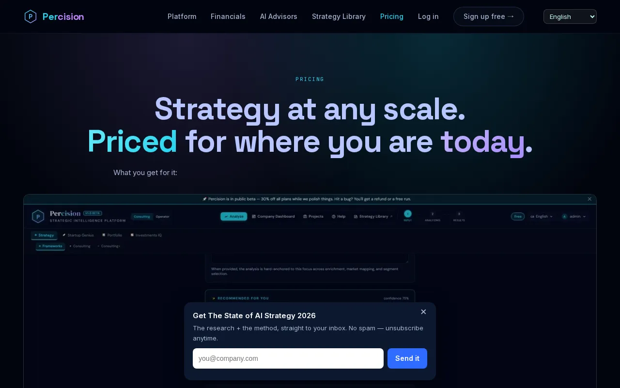 Percision — pricing page