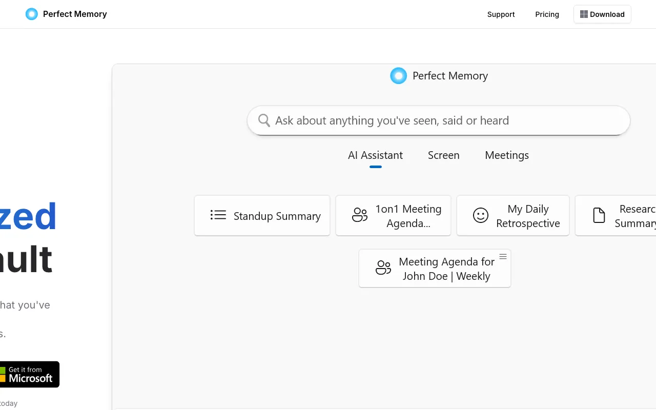 Perfect Memory AI — preview screenshot