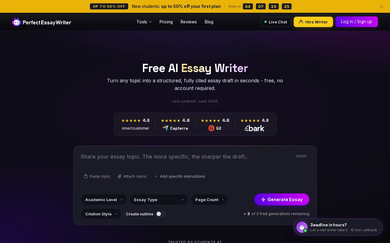 PerfectEssayWriter.ai — preview screenshot