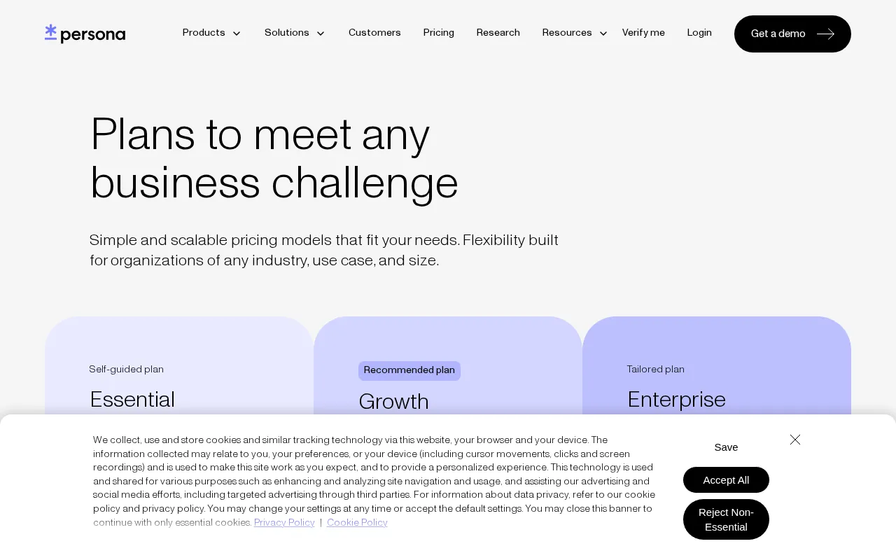 Persona — pricing page