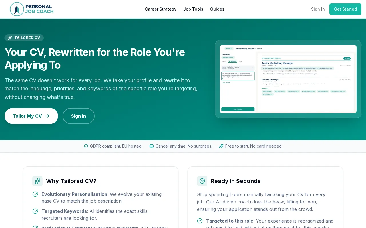 Personal Job Coach — preview screenshot
