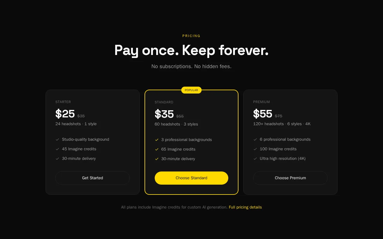 PersonaPixel — pricing page