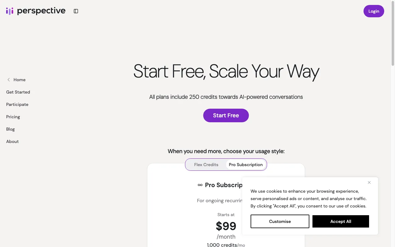 Perspective AI — pricing page