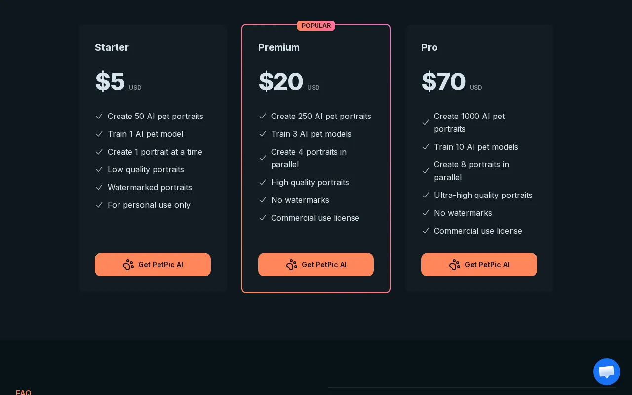 Petpicai — pricing page