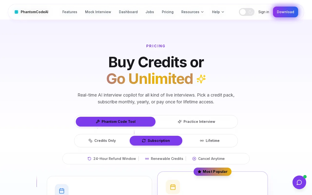 PhantomCodeAI — pricing page
