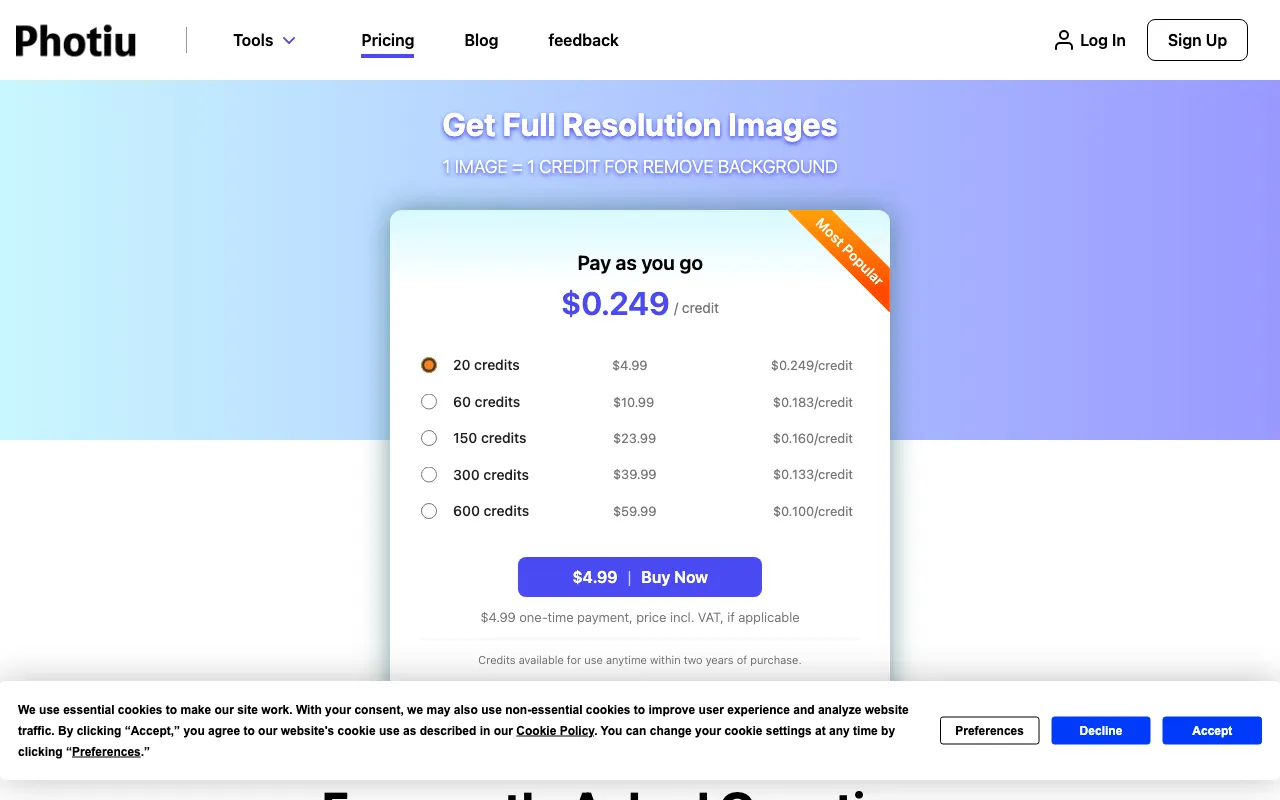 Photiu.AI — pricing page