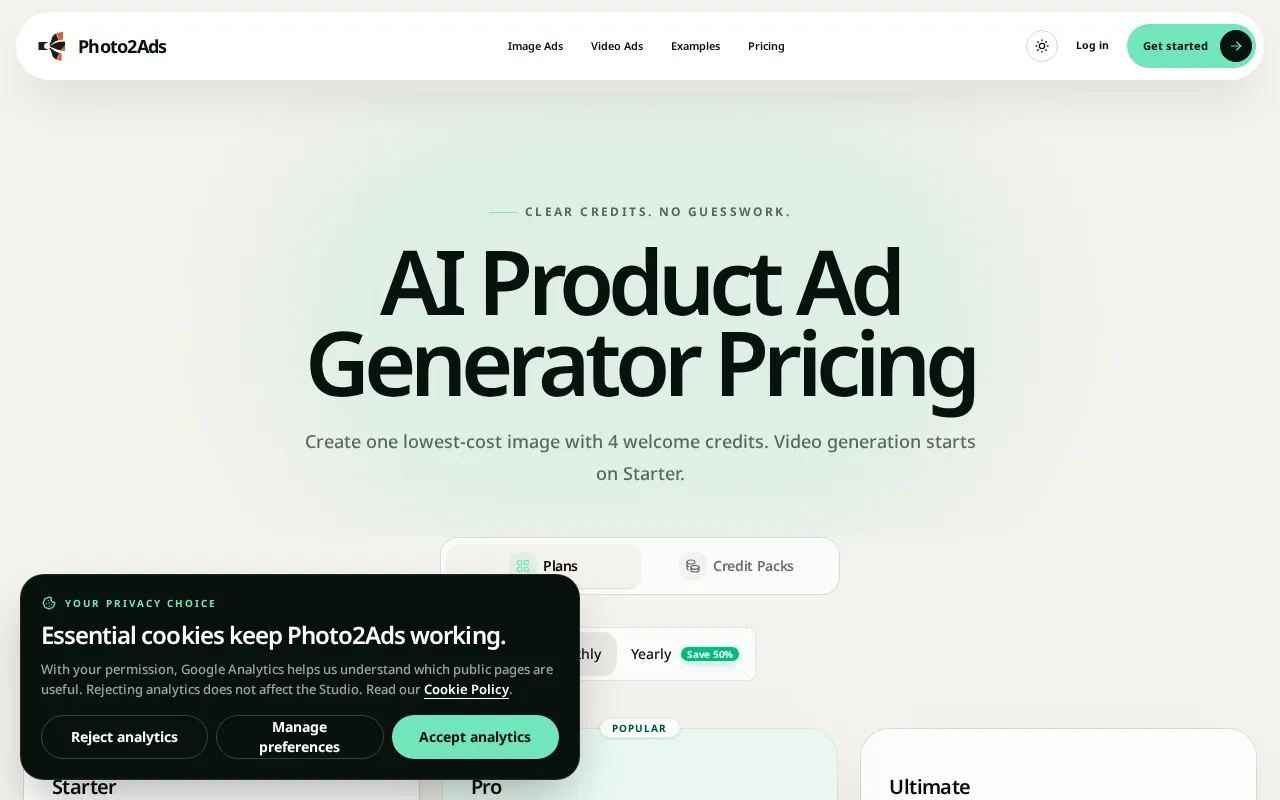 Photo2Ads — pricing page