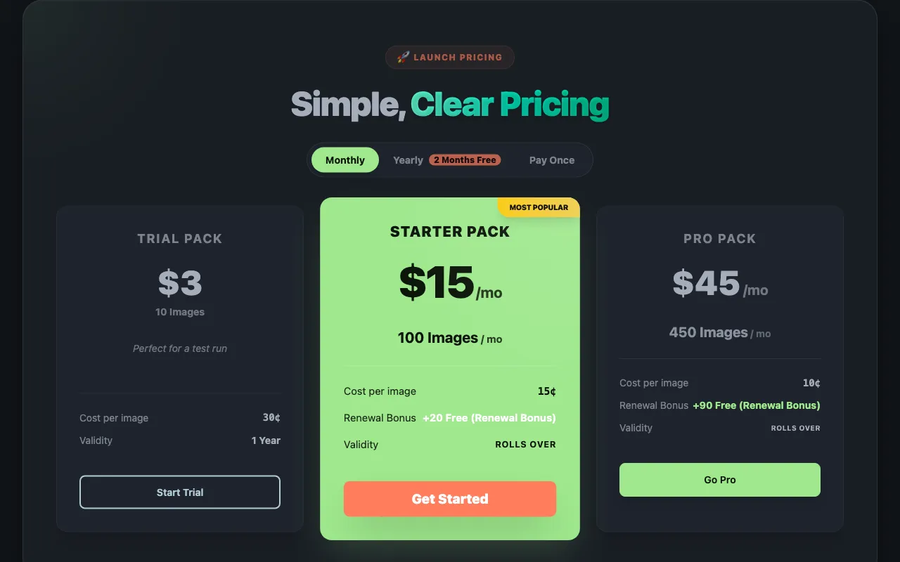 photo2vr.app — pricing page