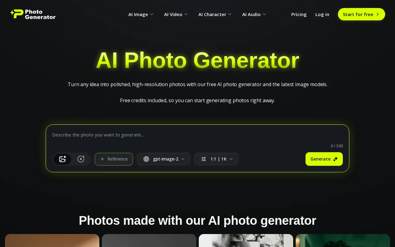 Photogenerator AI — preview screenshot